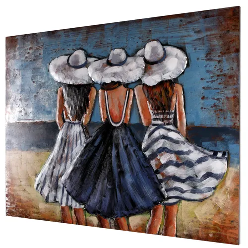 Wandbild Metallbild 3D-Bild Relief Unikat 100x80cm Motiv blau weiß gestreift
