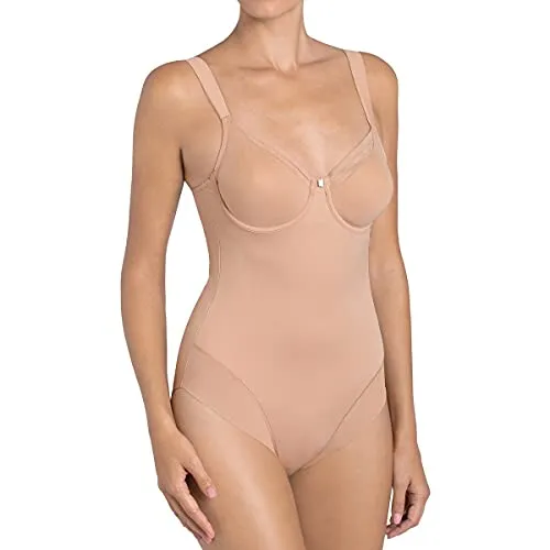Triumph Damen True Shape Sensation Bsw Body, Elfenbein (Sable), Gr. 80 B - Formender Body aus atmungsaktivem Lycra für eine schlanke Silhouette, ideal unter jedem Outfit. Zarte Tüll-Spitze und komfortable Polsterung bieten Luxus und Halt.