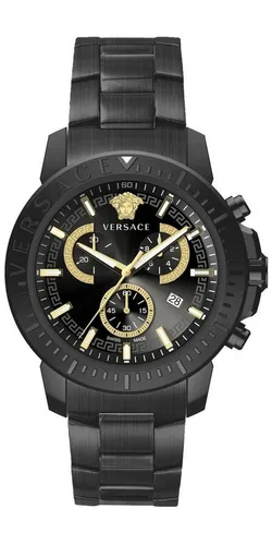 Versace Chrono Herrenuhren VE2E00621 - Armbanduhren für Herren mit eleganter Chronographenfunktion, präzisem Schweizer Quarzwerk und stilvollem schwarzen Edelstahlarmband.