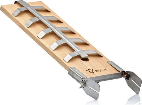 BBQ-Toro Flammlachsbrett für Fisch und Lachsfilets - Räucherbretter aus hochwertigem Buchenholz mit stabiler Edelstahlhalterung für saftigen Lachs am Grill oder Feuerschale, ideal für gesellige Grillabende.