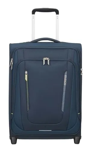 American Tourister Wanderlite Trolley TSA Dark Navy 55cm - Stylischer Handgepäck-Trolley mit praktischem Stauraum, leicht und robust. Aus recyceltem PET, ausgestattet mit TSA-Zahlenschloss und leisen Rollen für müheloses Reisen.