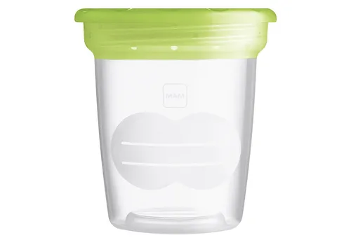 MAM Aufbewahrungsbecher für Muttermilch und Babynahrung, Behälter kompatibel Handmilchpumpe, ideal zur Lagerung in Kühlschrank und Gefriertruhe, 5 Stück