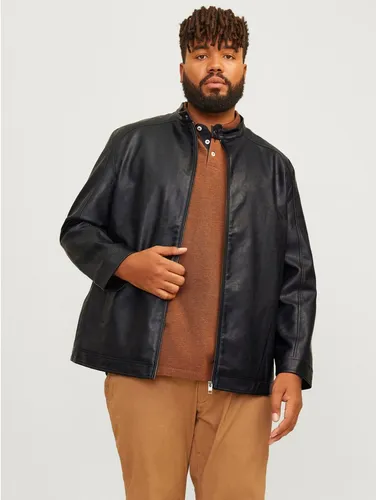 JACK & JONES Plus Size Lederjacke für Männer - Funktionsjacke im Regular Fit, aus hochwertigem Leder mit optimalem Tragekomfort und stilvollem Design für jede Gelegenheit.