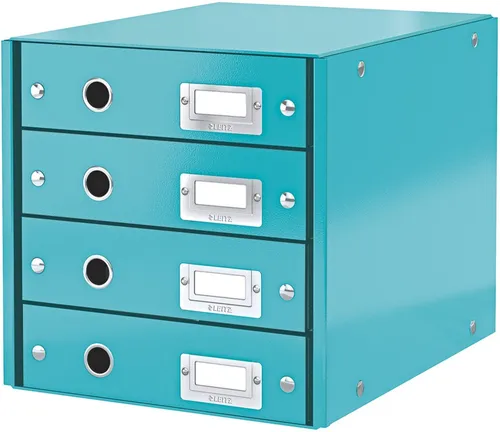 LEITZ Organizer Schubladenbox 4 Fächer Karton eisblau (3 Stück)