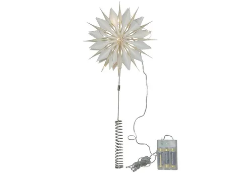 MARELIDA Christbaumspitze LED Baumspitze Papierstern Tannenbaumspitze beleuchtet H: 43cm weiß