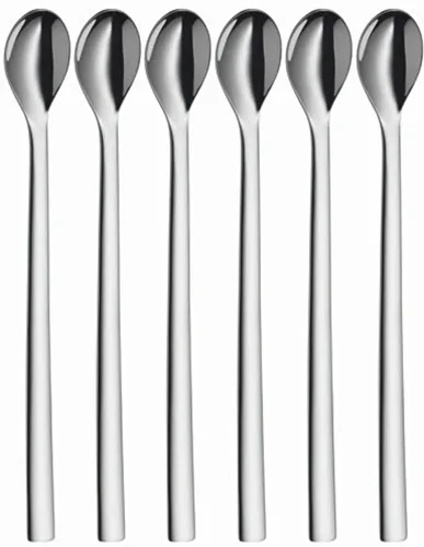 WMF Besteck Longdrinklöffel Set Nuova - 6 Stück Edelstahl - Besteck-Einzelteile, spülmaschinenfeste Longdrinklöffel mit 22 cm Länge, ideal für Cocktails und Desserts, hochwertiger Edelstahl für Langlebigkeit.