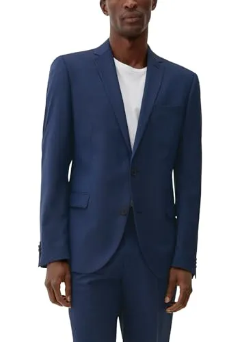 s.Oliver BLACK LABEL Slim Fit Stretch-Sakko Blue Dots 44 - Elegantes Slim Fit Sakko für Herren, aus hochwertigem, elastischem Material mit edler Webstruktur und komfortablem Taftfutter.