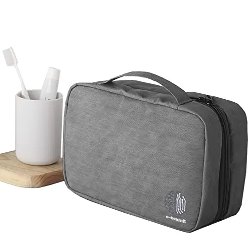 ebrainit Kulturtasche Wasserabweisende Waschtasche Reise Waschbeutel Kulturbeutel zum Aufhängen 3 Fächer, für Badezimmerzubehör, grau, Unisex
