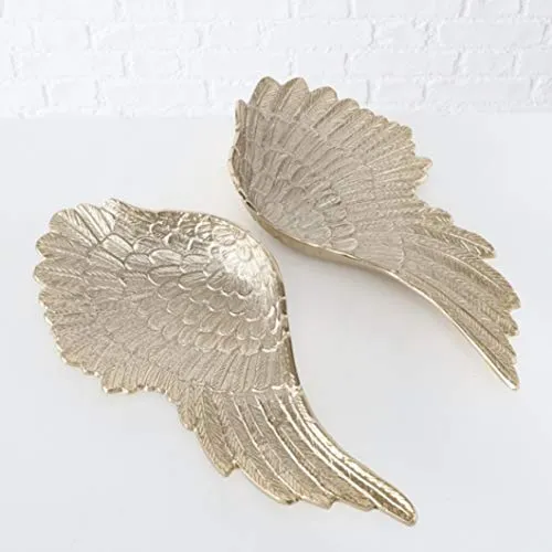 BOLTZE Deko Schale Flügel Engelsflügel aus Aluminium Farbe Champagner Stückpreis L 53cm