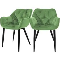 ML-Design Esszimmerstühle 2er Set Salbei - Ergonomische Esszimmerstühle mit dickem Samtstoff und stabilen Metallbeinen, ideal für stilvolle und bequeme Sitzmomente in jedem Raum.