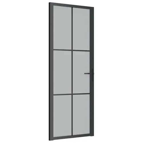 vidaXL Innentür 76x201,5 cm - Mattglas & Aluminium - Moderne Innentür aus robustem Hartglas mit Aluminiumrahmen, bietet Sichtschutz und fügt deinem Raum stilvolle Akzente hinzu. Einfache Montage und langlebige Qualität für jeden Raum.