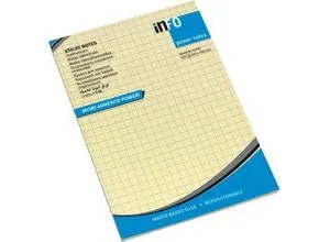 inFO Power Notes Haftnotizen, 100 x 150 mm, 100 Blatt pro Block, 12 Blöcke, kariert, gelb