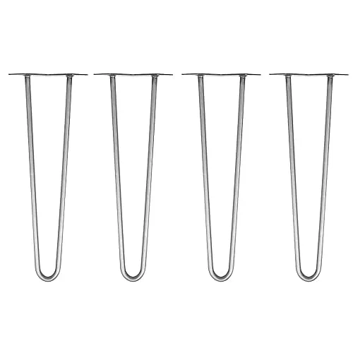 Melko 4 Stück Hairpin Legs Haarnadel Tischbeine aus 12 mm Stahl Tischfuß inkl. Bodenschoner, Höhe 36 cm, Stahl, 3 Streben