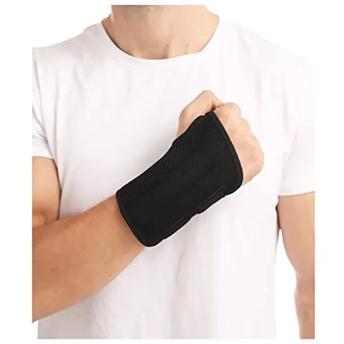 HMCEY Handgelenkbandage mit Stabilisierung, Verstellbare Handgelenkstütze zur Entlastung bei Belastung, Atmungsaktiv für Sport, Arbeit & Alltag (Rechts,Schwarz,L)