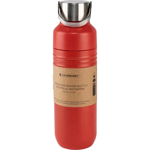 Le Creuset Trinkflasche 500ml Kirschrot Edelstahl - Trinkflasche aus Edelstahl mit 500ml Fassungsvermögen, doppelwandige Vakuumisolierung für heiße und kalte Getränke, ideal für unterwegs und passt perfekt in Ihren Rucksack.