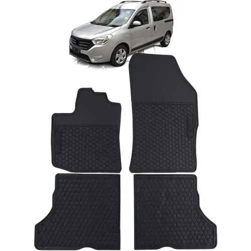 Auto Gummi Fußmatten Schwarz Premium Set für Dacia Dokker 12-21 - Hochwertiges Set mit 4 passgenauen Gummi Fußmatten für Dacia Dokker (12-21). Ideal zum Schutz des Fahrzeuginnenraums und einfach zu reinigen.