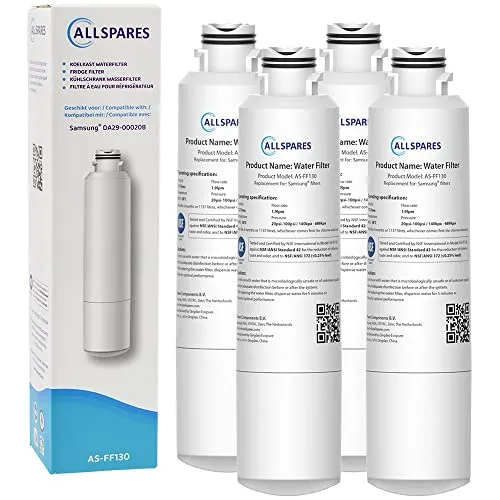 AllSpares Wasserfilter (4x) für Samsung Kühlschrank - Hochwertige Wasserfilter für Samsung Kühlschränke, verbessert den Geschmack und die Klarheit Ihres Trinkwassers, reduziert Bakterienwachstum und sorgt für hygienische Frische.