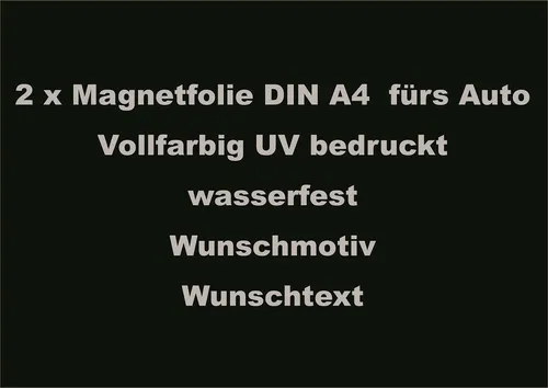 Produktbild 2x Firmen Werbung Magnet Schild Auto Aufkleber Wunschmotiv Text Ablösbar magnet