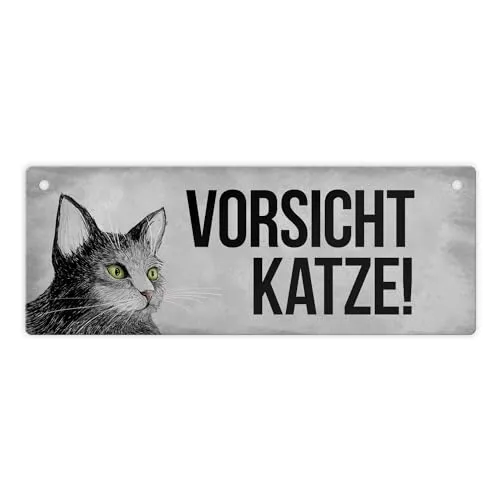 Vorsicht Katze Metallschild XL
