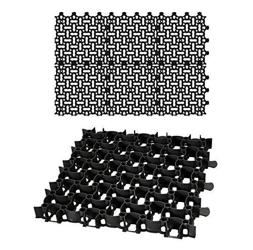 BigDean Rasengitter Paddockplatte 50x50 cm - Schwarz - Rasenkanten aus robustem Kunststoff für optimale Rasen- und Kiesstabilisierung. Tragkraft bis zu 16 T/m², ideal für Parkplätze und Grünflächen. Einfach zu montieren mit einem sicheren Knüpfsystem.