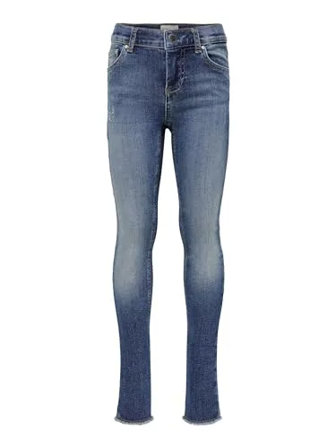ONLY Mädchen Konblush Skinny Raw 1303 Jeans, Medium Blue Denim, 128 EU