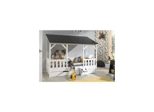 Hausbett 90 x 200 cm mit Bettschublade in schwarz von Vipack