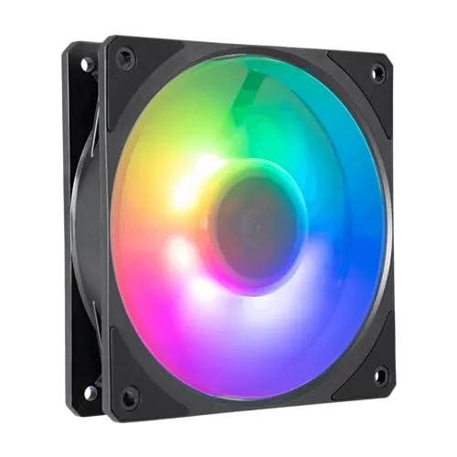 Cooler Master Mobius 120P ARGB Gehäuselüfter – 120mm PWM-Lüfter mit Ring Blade Design - Gehäuselüfter mit ultra-langlebigem Loop Dynamic Bearing für hohe Effizienz (75,2 CFM) und leisen Betrieb (30 dBA), ideal für anspruchsvolle Kühlanforderungen.