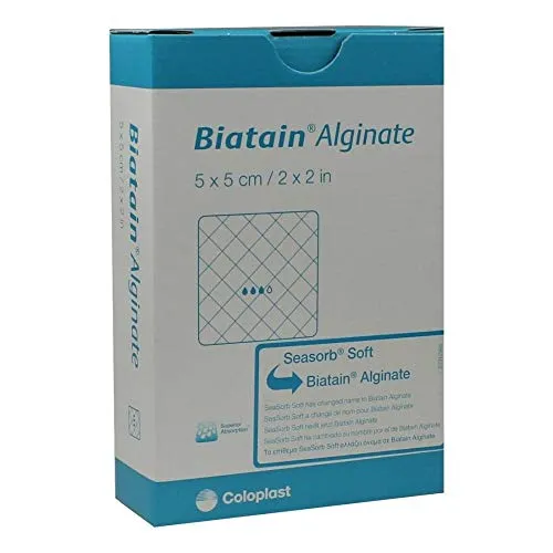 BIATAIN Alginate Kompressen 5x5 cm - 10 Stück - Erste-Hilfe-Heftpflaster & Verbandsmaterial, hochabsorbierend und ideal zur Wundversorgung bei exsudierenden Wunden.