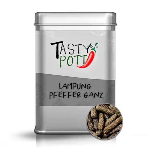 Tasty Pott Pfeffer Sortiment I Pfefferkörner I Feinkost I Spezialitäten I Pepper I Pfefferschoten I Gewürze I Gewürzmischungen (Lampung Pfeffer ganz 50g)