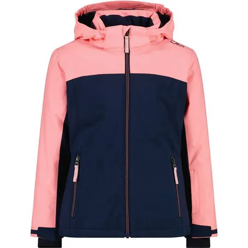 CMP KID G Jacket Snaps Hood – Skijacke für Mädchen in blue ink-lotus - Funktionsjacken, ideal für Skifahren mit 10.000 mm Wassersäule, atmungsaktiv und PFC-frei. Perfekter Schutz bei winterlichen Aktivitäten dank winddichten Bündchen und abnehmbarer Kapuze.