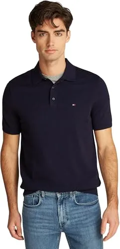 Tommy Hilfiger Herren Poloshirt Kurzarm Essential Cotton Knitted Dick, Blau (Desert Sky) - Poloshirt für Herren mit optimaler Passform, aus 100% Better Cotton Initiative Baumwolle für höchsten Tragekomfort und stilvolles Design.