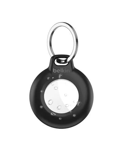 Belkin wasserfester Apple AirTag Secure Holder mit Schlüsselanhänger, robust und Kratzfest, AirTag Hülle, Accessoire für Schlüssel, Haustiere, Gepäck, Rucksäcke usw. – Schwarz (1er-Pack)