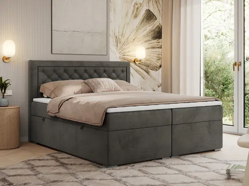 MKS MEBLE Boxspringbett 140x200 mit Bettkasten - Elegantes Polsterbett mit zwei Bettkästen für optimalen Stauraum, inklusive H4 Matratze und T25-Topper für individuellen Schlafkomfort. Ideal für stilvolle Schlafzimmer.