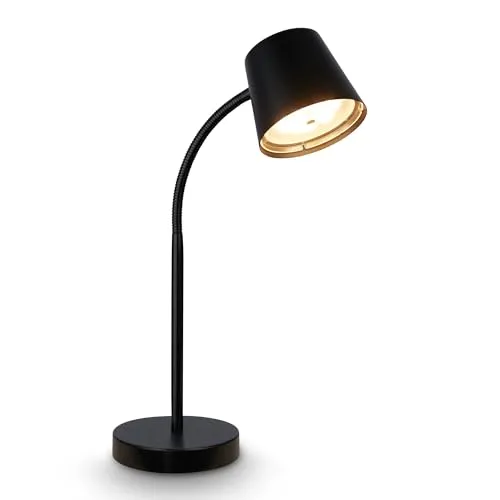 BRILONER LED Tischlampe kabellos – Touch & schwenkbar, 38,5cm, Schwarz - Tischlampen mit drehbarem Kopf für optimale Lichtausrichtung; perfekt für Arbeiten oder Lesen. Mit stufenlosem Touchdimmer und austauschbarem Akku für nachhaltige Nutzung.