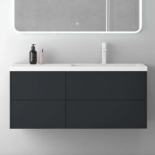 doporro Badmöbel-Set Waschtisch mit Unterschrank - Badmöbel-Set aus 100% wasserdichtem MDF mit Soft-Close-Funktion, ideal für stilvolle Badezimmer und Gästebäder, montagefertig geliefert.