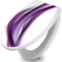 banjado WC-Sitz Motiv Violet Element - Toilettendeckel aus umweltfreundlichem Duroplast mit integriertem Edelstahl-Scharniere, handgefertigt und kratzfest, für einen farbenfrohen Start in den Tag.
