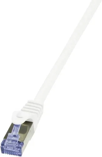 LogiLink CQ4031S RJ45 Netzwerkkabel, Patchkabel CAT 6a S/FTP 1.00m Weiß vergoldete Steckkontakte, Flammwidrig, mit