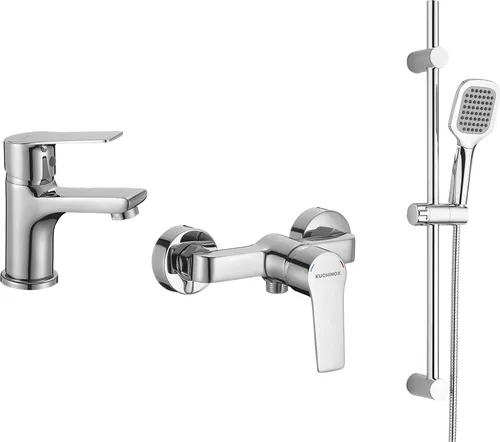 BADLAND BORGO Brausearmatur Set mit Handbrause in Chrom für Badezimmer