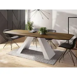 WFL Group Esstisch aus Alteiche - Ovaler Esstisch in 80x76x160 cm, ideal für moderne Interieurs. Ausziehbar für flexiblen Platz, perfekt für Familienfeiern oder Geschäftsessen. Nachhaltig in der EU hergestellt.