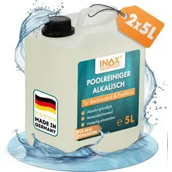 INOX Hocheffektiver Pool Randreiniger 2x5L - Additive für Poolpflege, hochwirksamer Reiniger für effektive Reinigung von Folienpools, Fliesen und Keramik ohne Rückstände.