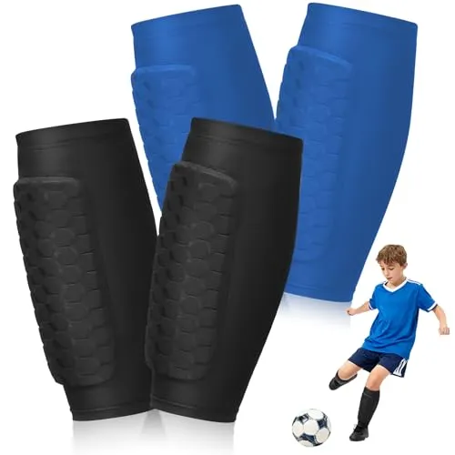 Omtofo 2 Paar S Größe Schienbeinschoner Kinder Fussball, Mit Wabenpads, Professioneller Laimer Schienbeinschoner Kinder, Atmungsaktiv rutschfest Stoßfest, Für Jungen Und Mädchen
