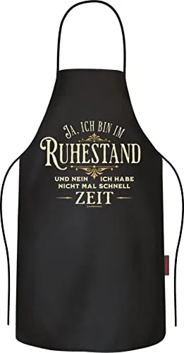 RAHMENLOS Grillschürze Kochschürze Küchenschürze als Geschenk für Rentner zum Ruhestand aus reiner Baumwolle - Keine Zeit