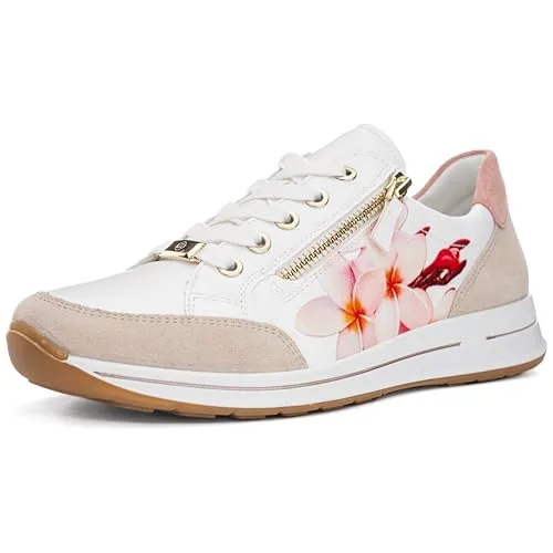 ara Damen Osaka Sneaker - Weit, Shell/Weiss/Tropicana-Rose/Piggy, 41.5 EU - Damen-Sneaker mit Wechselfussbett für optimalen Komfort und High Soft Bamboo-Technologie für ein angenehmes Tragegefühl.