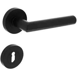 Ms Beschläge - Schwarz Matte Rosettengarnitur Türdrücker mit WC-Verriegelung - Hochwertige Schwarz matte Rosettengarnitur mit modernem Design. Ideal für Zimmertüren und Badezimmer. Inklusive Drückerpaar, Schlüsselrosetten und Montageset für eine einfache Installation.