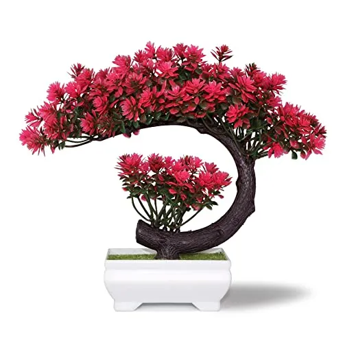 yoerm Künstlicher Bonsai-Baum Magenta – 21,6 cm für stilvolle Raumdekoration