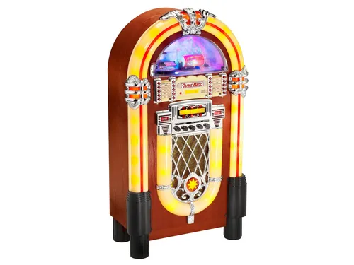 Karcher Radio JB 6604 Jukebox - Retro Musikgenuss - Radios mit stilvoller Lightshow und vielseitigen Wiedergabemöglichkeiten: CD, USB, SD-Karten und FM-Radio. Perfekt für nostalgische Musikliebhaber!