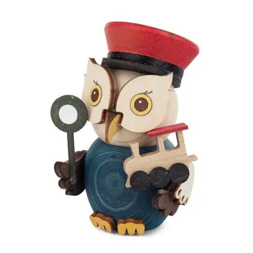 Rudolphs Schatzkiste Miniaturfigur Mini-Eule Eisenbahner bunt Höhe 8cm NEU Lokführer Zugführer Kuckuck Uhu Holzfigur Holztier Weihnachtsfigur Miniatur Miniaturgruppe Miniaturfiguren Minia