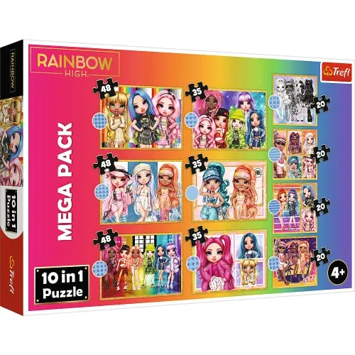 Trefl - Rainbow High, Kollektion Modischer Puppen - 10-in-1 Puzzles, 10 Puzzles, von 12 bis 48 Elementen - Puzzles mit Märchenfiguren, Verschiedene Schwierigkeitsgrade, Rainbow High Puppen