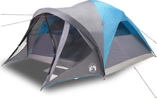 vidaXL Tunnel-Familienzelt 6 Personen Blau - Wasserdicht und Komfortabel - Zelte für 6 Personen, wasserdichtes Design mit PU-Beschichtung und einfacher Auf- und Abbau dank flexibler Glasfaserstangen. Ideal für Campingabenteuer.