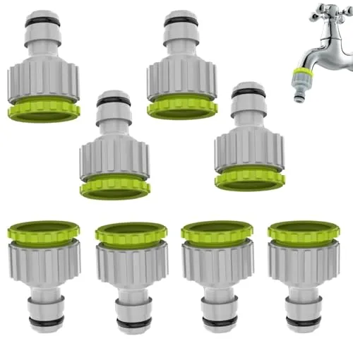 Stück Gardena Hahnverbinder 1/2“ & 3/4“, 2-in-1 Wasserhahn Adapter für Gartenschlauch,Schlauchanschluss Set Passend für Wasserhahn & Schlauchverbinder(Grün) 8